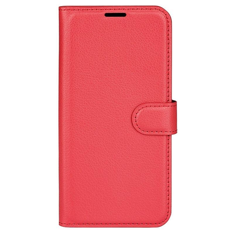 Litchi PU kožené peněženkové pouzdro na mobil Xiaomi Poco M5 - červené