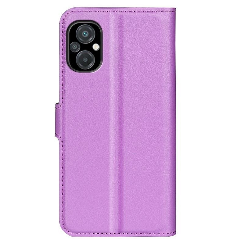 Litchi PU kožené peněženkové pouzdro na mobil Xiaomi Poco M5 - fialové