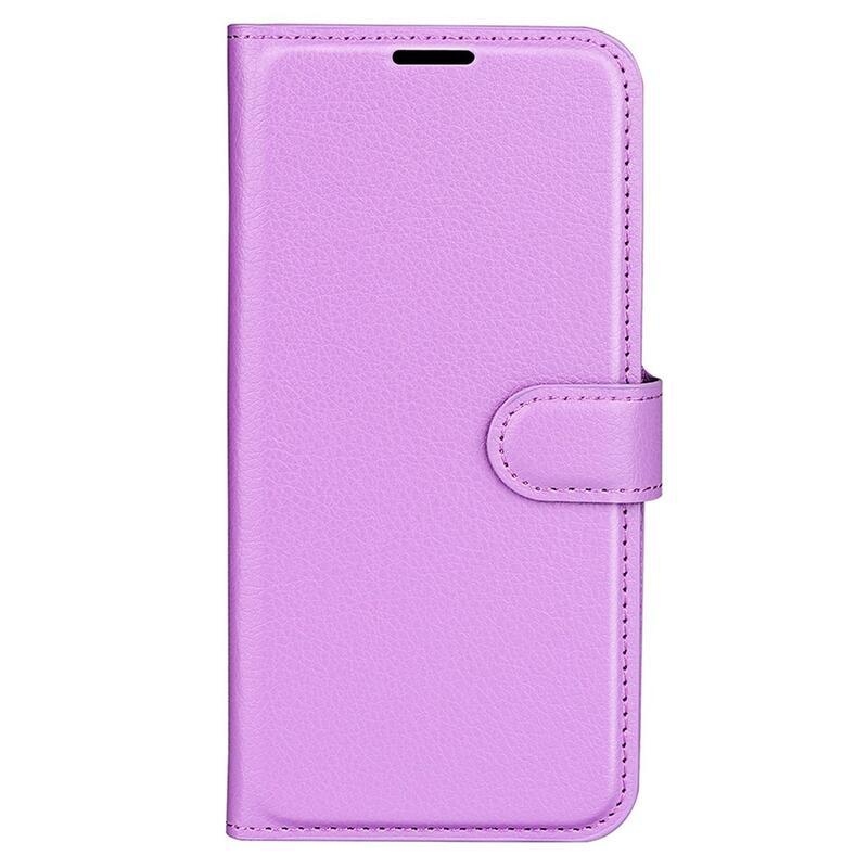 Litchi PU kožené peněženkové pouzdro na mobil Xiaomi Poco M5 - fialové