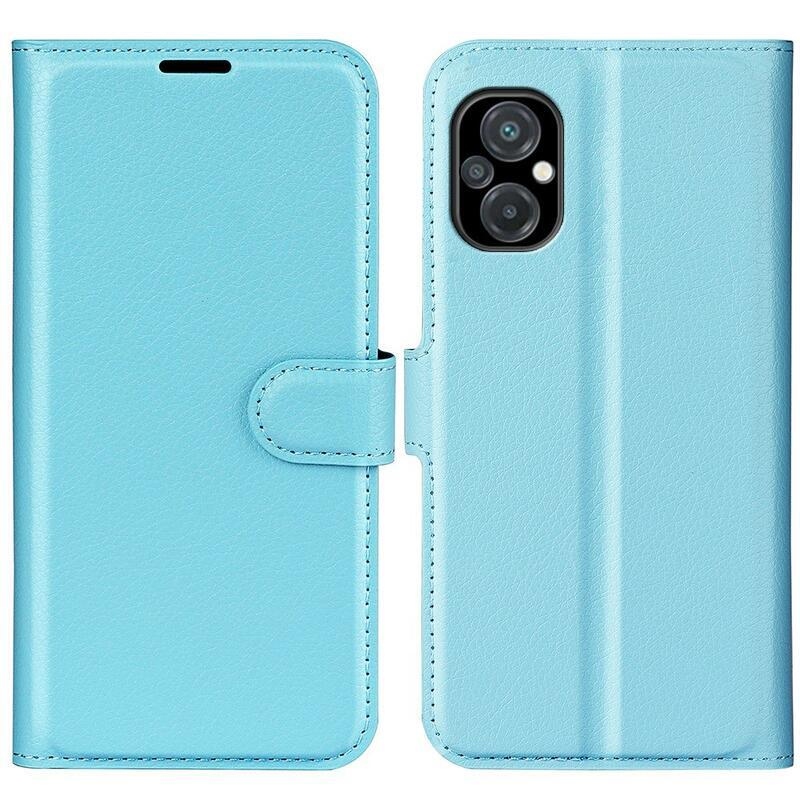 Litchi PU kožené peněženkové pouzdro na mobil Xiaomi Poco M5 - modré