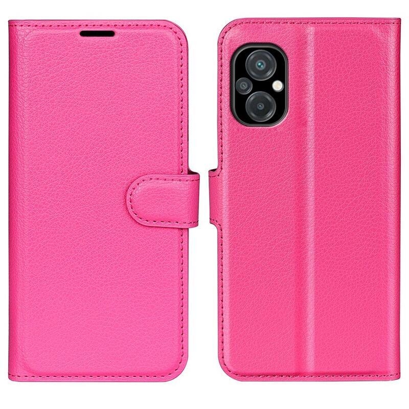 Litchi PU kožené peněženkové pouzdro na mobil Xiaomi Poco M5 - rose