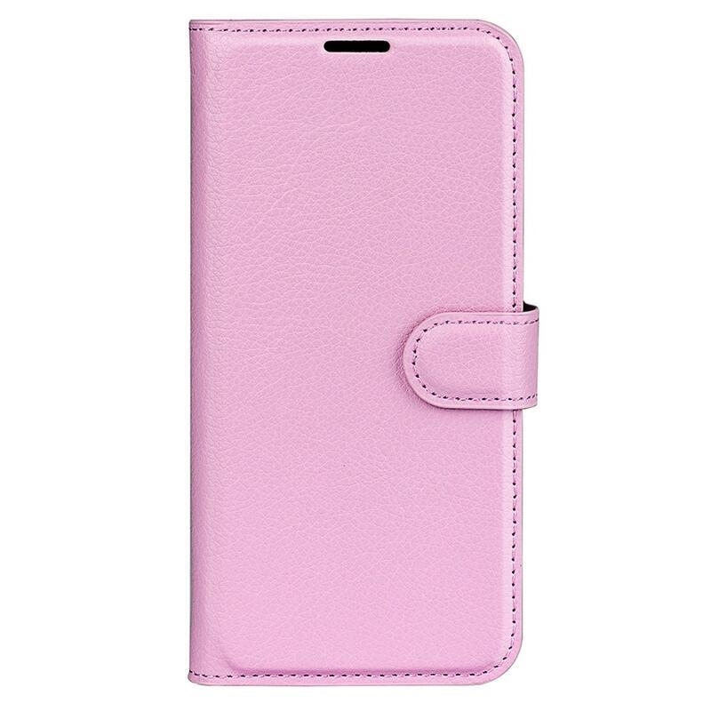 Litchi PU kožené peněženkové pouzdro na mobil Xiaomi Poco M5 - růžové