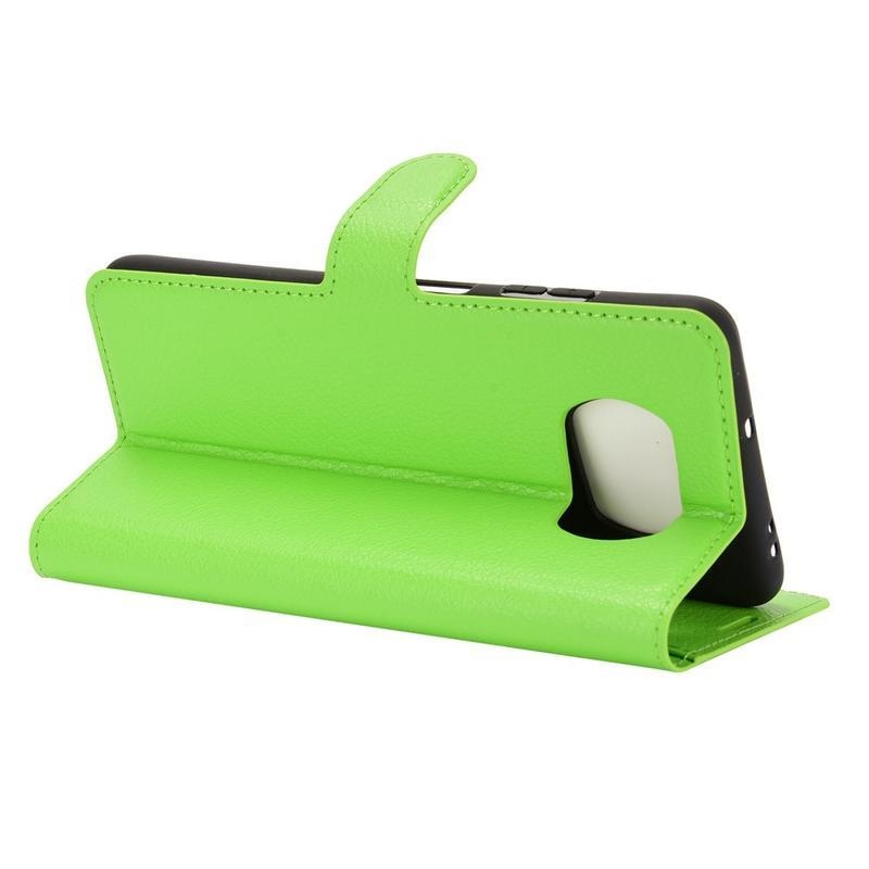 Litchi PU kožené peněženkové pouzdro na mobil Xiaomi Poco X3/X3 Pro - zelené