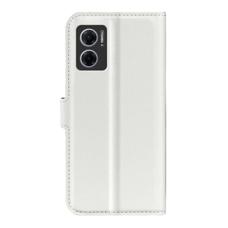 Litchi PU kožené peněženkové pouzdro na mobil Xiaomi Redmi 10 5G - bílé