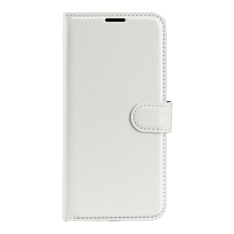 Litchi PU kožené peněženkové pouzdro na mobil Xiaomi Redmi 10 5G - bílé