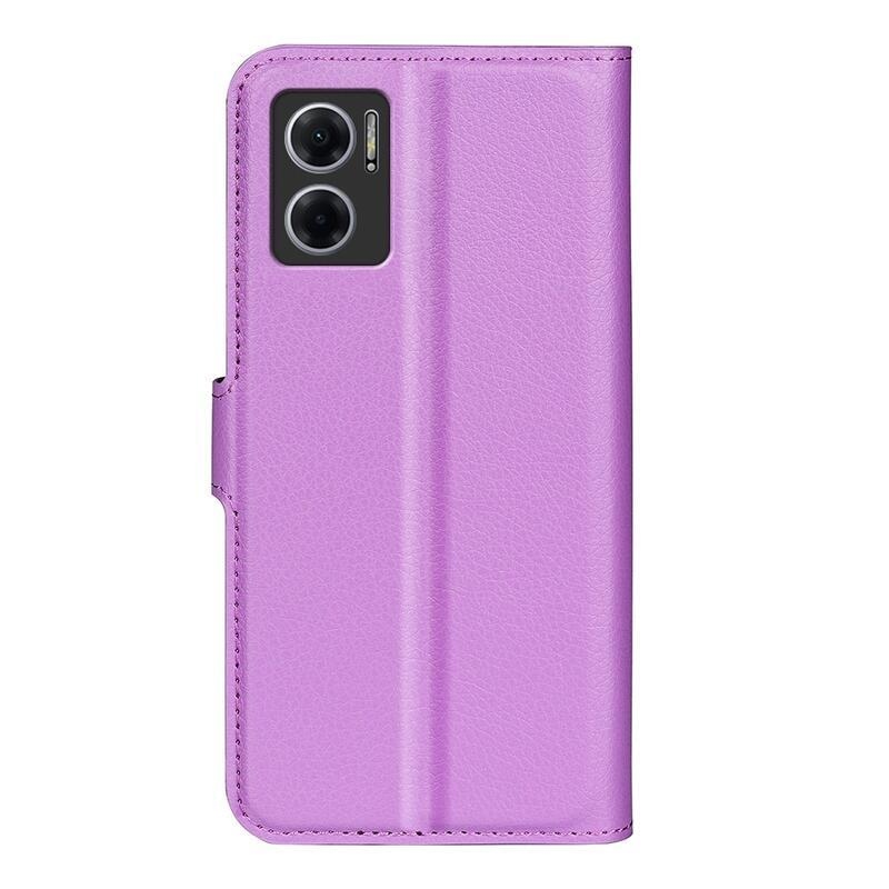 Litchi PU kožené peněženkové pouzdro na mobil Xiaomi Redmi 10 5G - fialové