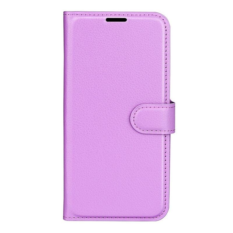 Litchi PU kožené peněženkové pouzdro na mobil Xiaomi Redmi 10 5G - fialové
