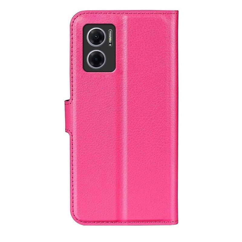 Litchi PU kožené peněženkové pouzdro na mobil Xiaomi Redmi 10 5G - rose