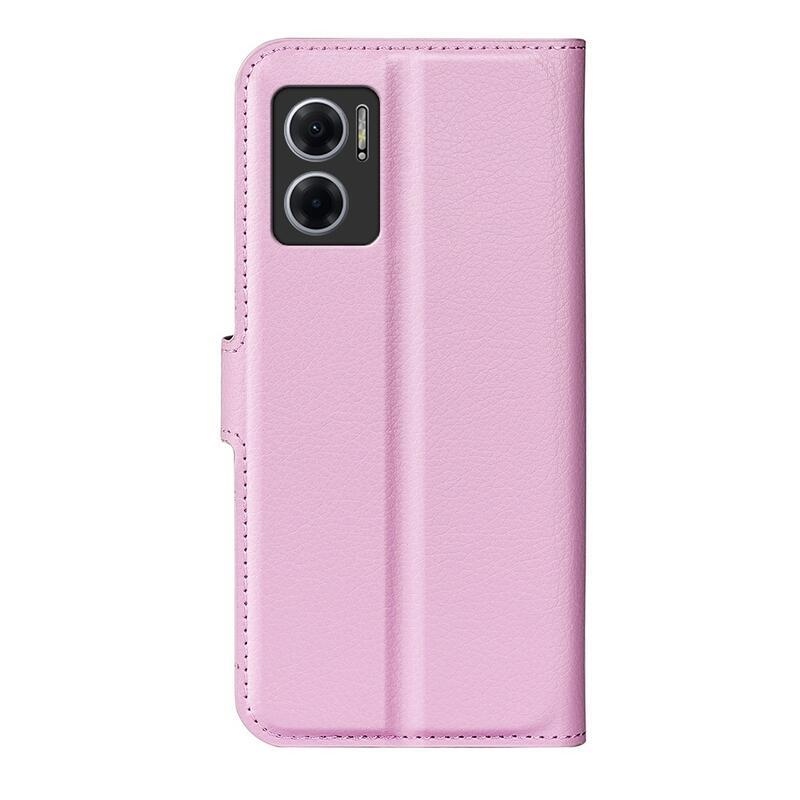 Litchi PU kožené peněženkové pouzdro na mobil Xiaomi Redmi 10 5G - růžové