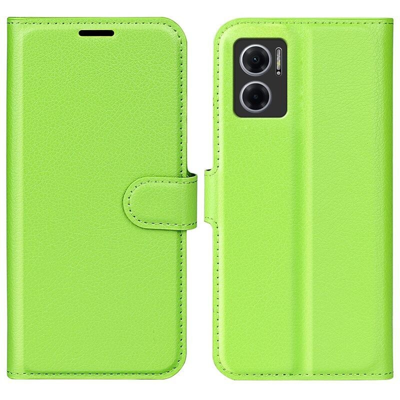 Litchi PU kožené peněženkové pouzdro na mobil Xiaomi Redmi 10 5G - zelené