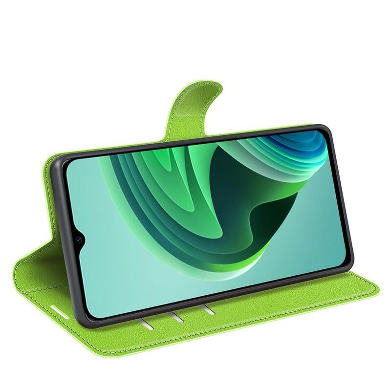 Litchi PU kožené peněženkové pouzdro na mobil Xiaomi Redmi 10 5G - zelené