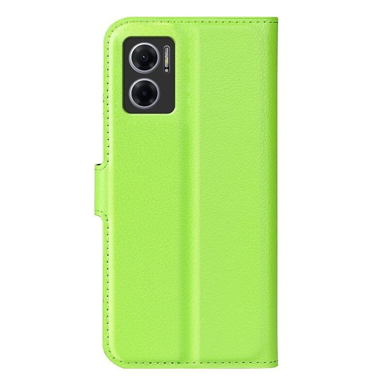 Litchi PU kožené peněženkové pouzdro na mobil Xiaomi Redmi 10 5G - zelené