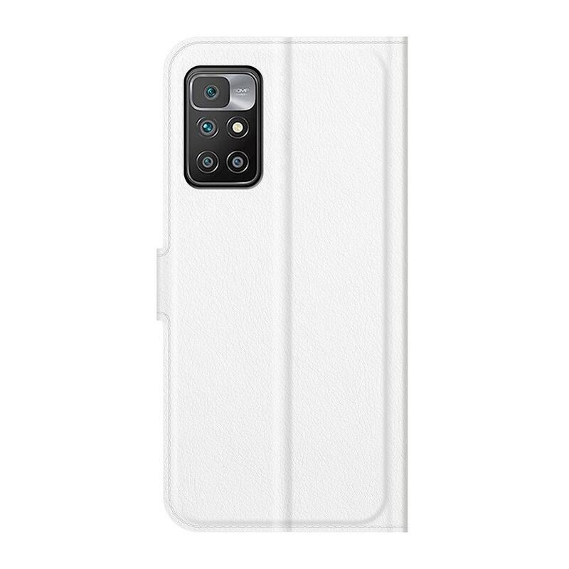 Litchi PU kožené peněženkové pouzdro na mobil Xiaomi Redmi 10/Redmi 10 (2022) - bílé