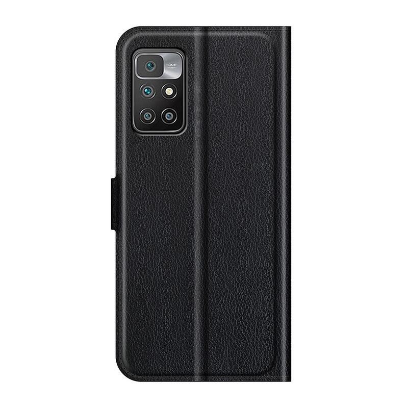 Litchi PU kožené peněženkové pouzdro na mobil Xiaomi Redmi 10/Redmi 10 (2022) - černé