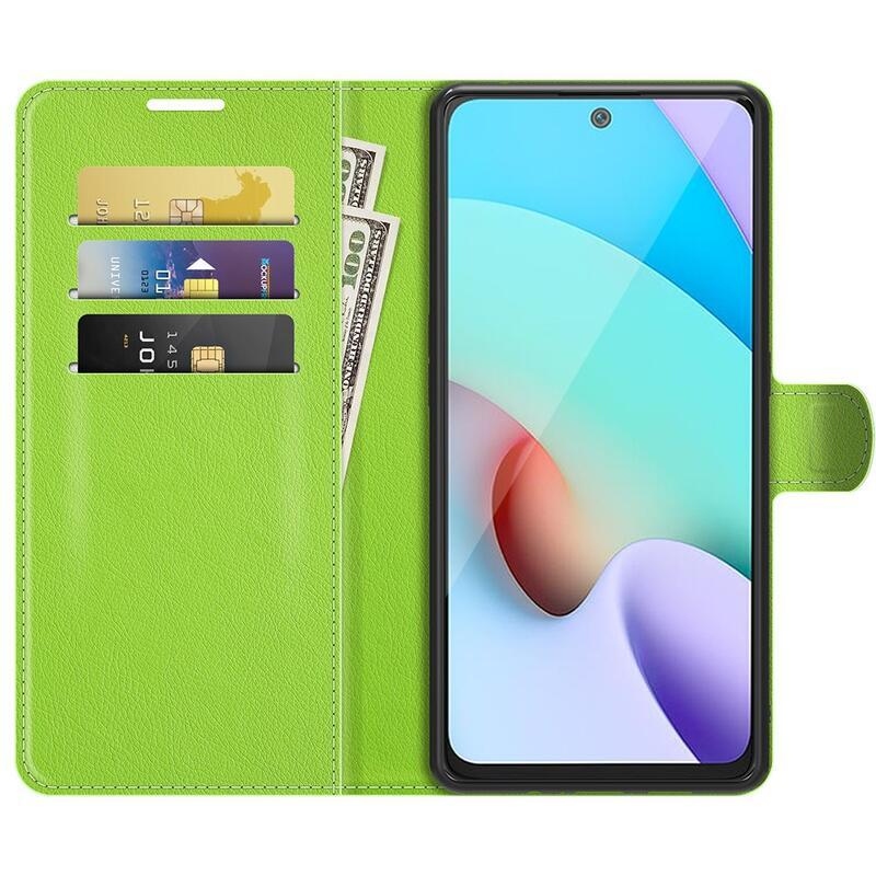 Litchi PU kožené peněženkové pouzdro na mobil Xiaomi Redmi 10/Redmi 10 (2022) - zelené