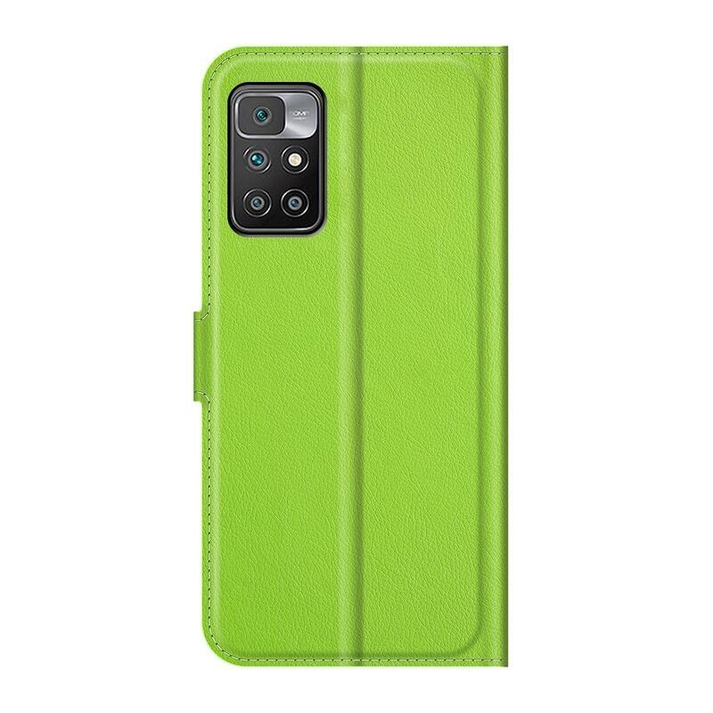 Litchi PU kožené peněženkové pouzdro na mobil Xiaomi Redmi 10/Redmi 10 (2022) - zelené