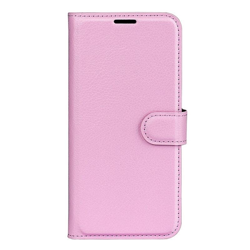 Litchi PU kožené peněženkové pouzdro na mobil Xiaomi Redmi 10C - růžové
