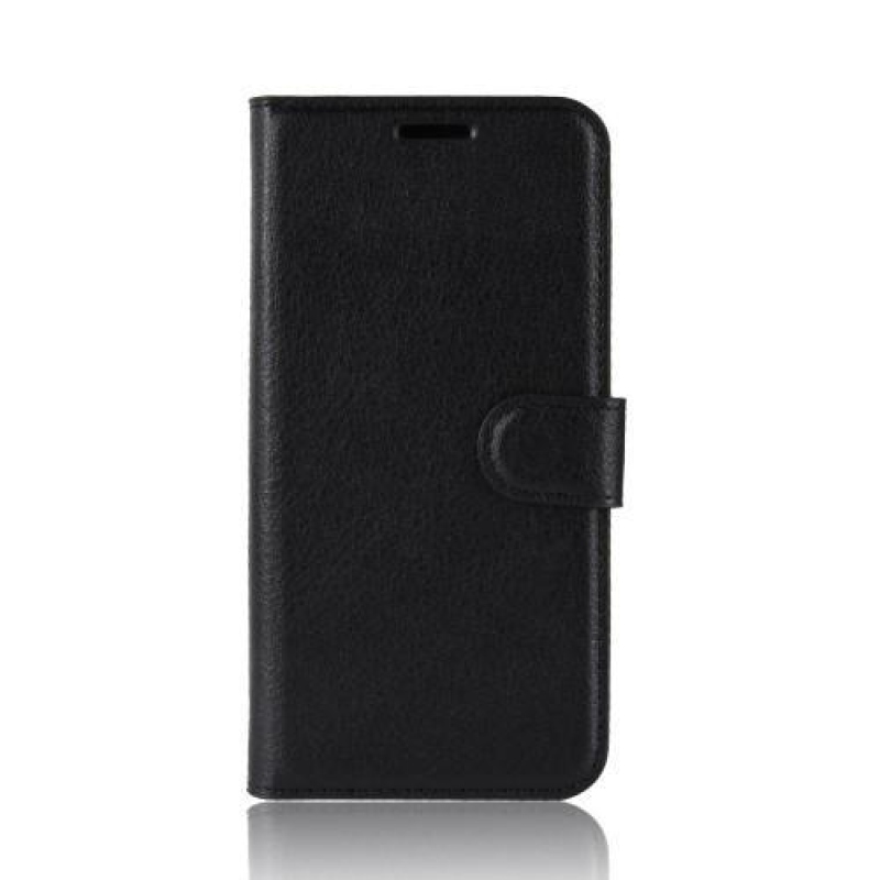 Litchi PU kožené peněženkové pouzdro na mobil Xiaomi Redmi 7 - černý