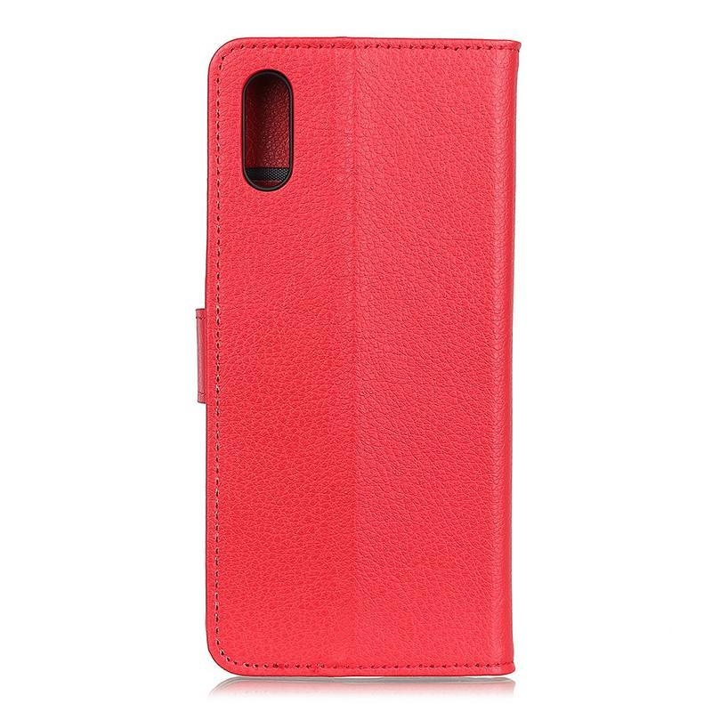 Litchi PU kožené peněženkové pouzdro na mobil Xiaomi Redmi 9A/9AT - červené