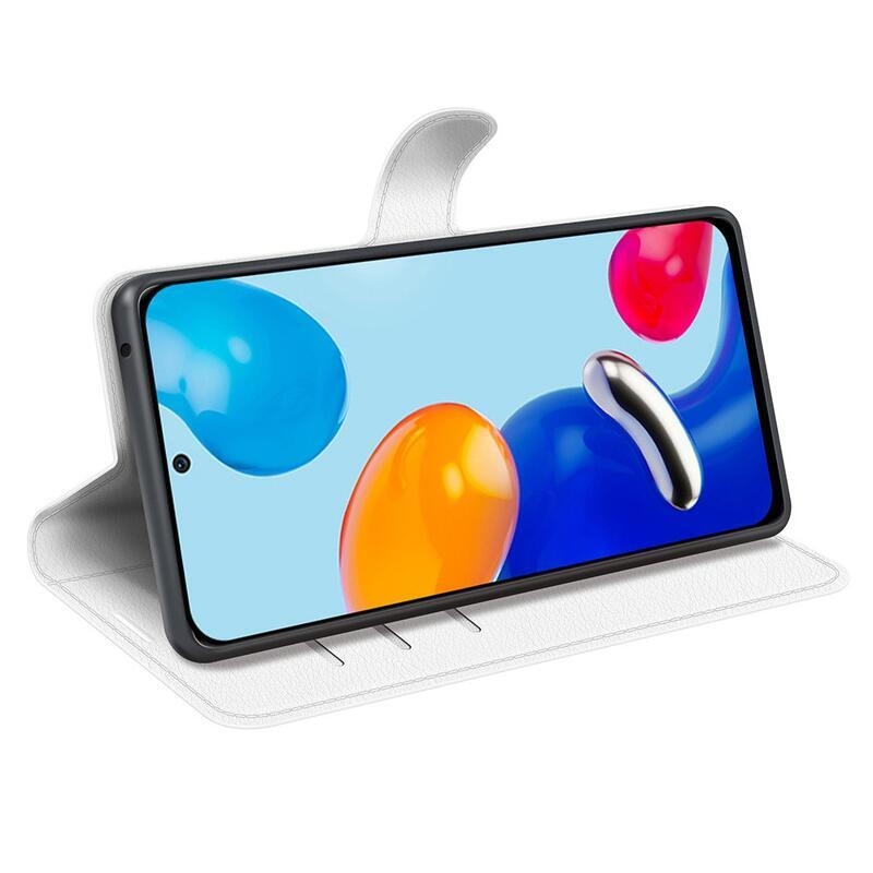 Litchi PU kožené peněženkové pouzdro na mobil Xiaomi Redmi Note 11 4G/Note 11S 4G - bílé
