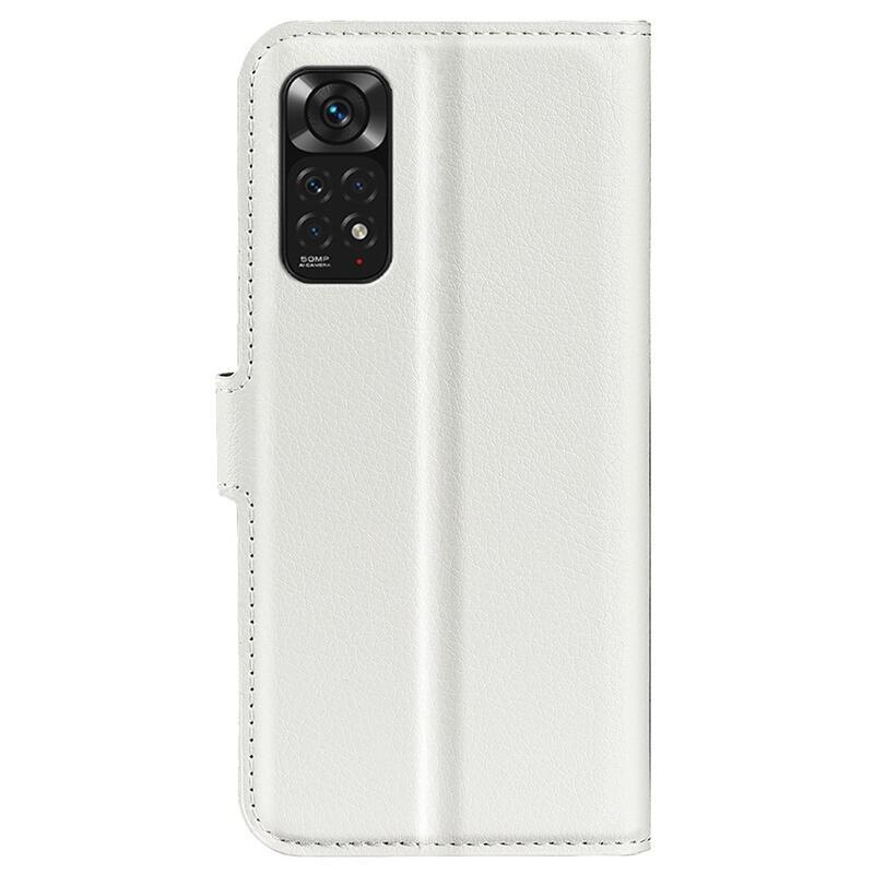 Litchi PU kožené peněženkové pouzdro na mobil Xiaomi Redmi Note 11 4G/Note 11S 4G - bílé