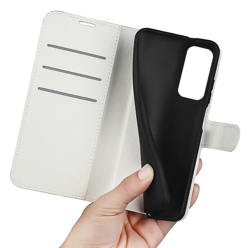 Litchi PU kožené peněženkové pouzdro na mobil Xiaomi Redmi Note 11 4G/Note 11S 4G - bílé