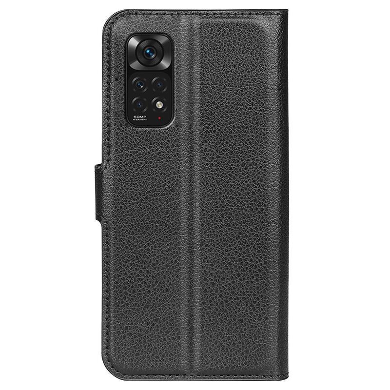 Litchi PU kožené peněženkové pouzdro na mobil Xiaomi Redmi Note 11 4G/Note 11S 4G - černé