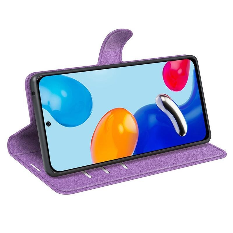 Litchi PU kožené peněženkové pouzdro na mobil Xiaomi Redmi Note 11 4G/Note 11S 4G - fialové