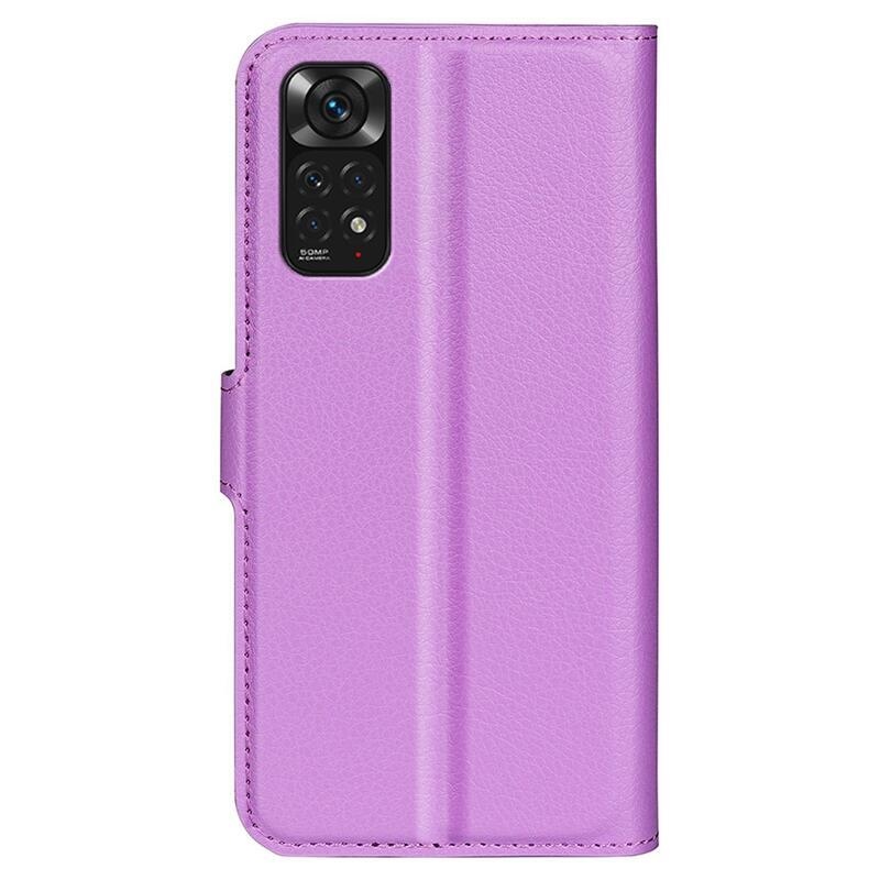 Litchi PU kožené peněženkové pouzdro na mobil Xiaomi Redmi Note 11 4G/Note 11S 4G - fialové