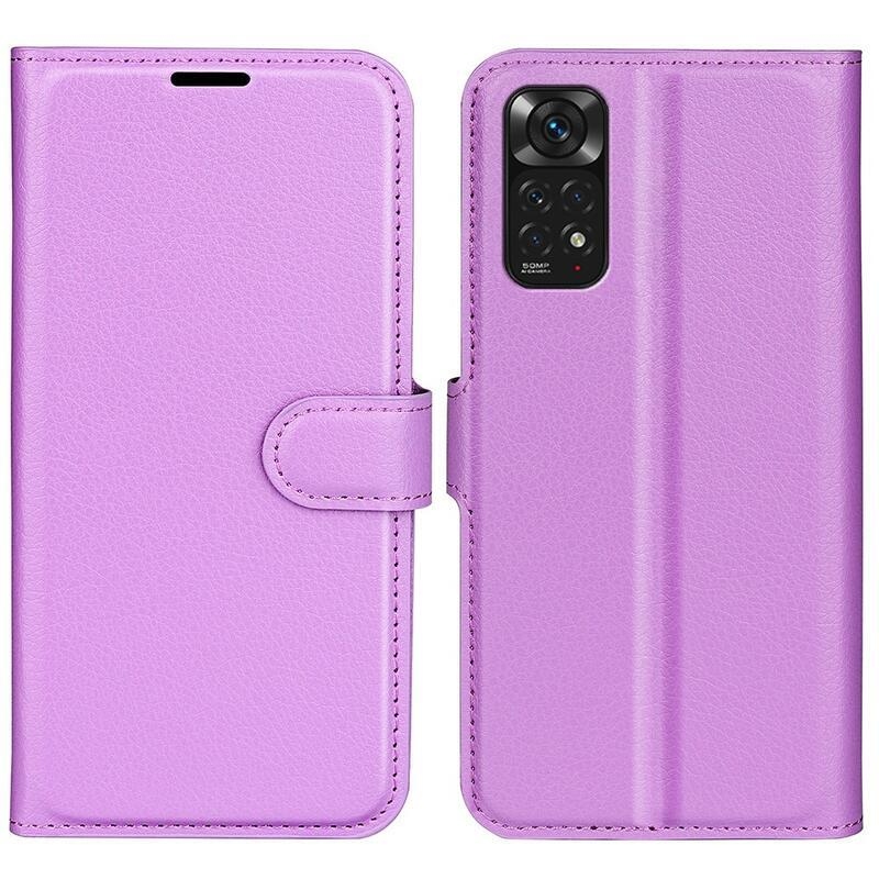 Litchi PU kožené peněženkové pouzdro na mobil Xiaomi Redmi Note 11 4G/Note 11S 4G - fialové