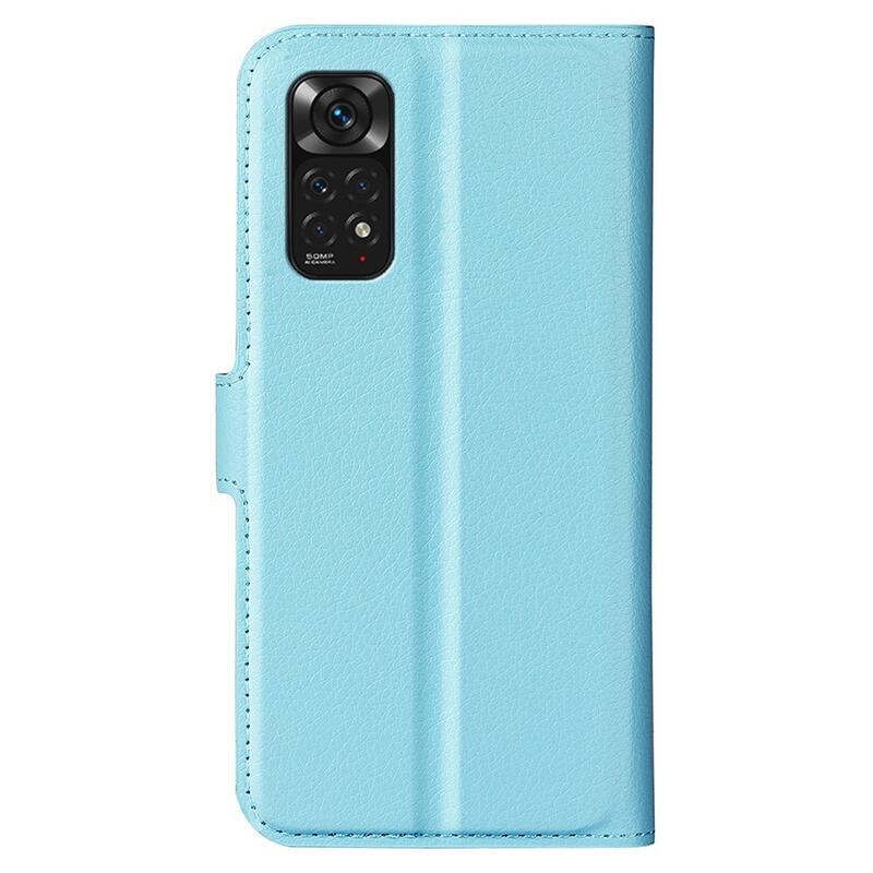 Litchi PU kožené peněženkové pouzdro na mobil Xiaomi Redmi Note 11 4G/Note 11S 4G - modré