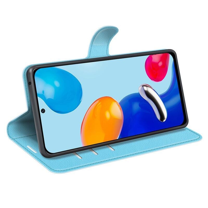 Litchi PU kožené peněženkové pouzdro na mobil Xiaomi Redmi Note 11 4G/Note 11S 4G - modré