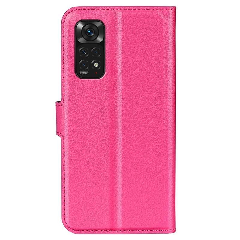 Litchi PU kožené peněženkové pouzdro na mobil Xiaomi Redmi Note 11 4G/Note 11S 4G - rose