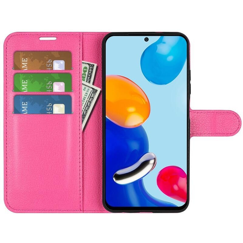 Litchi PU kožené peněženkové pouzdro na mobil Xiaomi Redmi Note 11 4G/Note 11S 4G - rose
