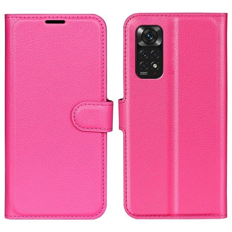 Litchi PU kožené peněženkové pouzdro na mobil Xiaomi Redmi Note 11 4G/Note 11S 4G - rose