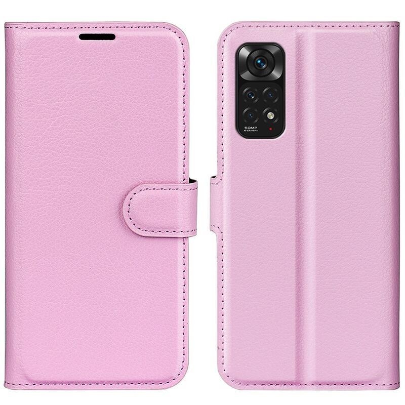 Litchi PU kožené peněženkové pouzdro na mobil Xiaomi Redmi Note 11 4G/Note 11S 4G - růžové