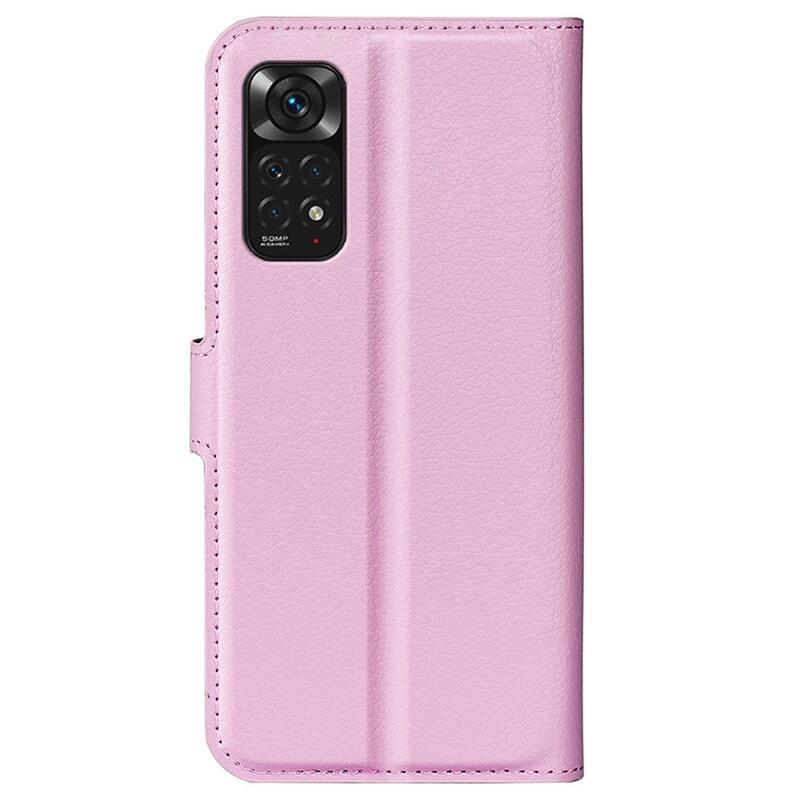 Litchi PU kožené peněženkové pouzdro na mobil Xiaomi Redmi Note 11 4G/Note 11S 4G - růžové