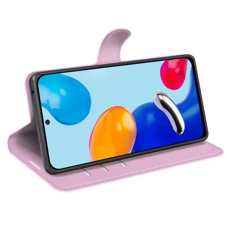 Litchi PU kožené peněženkové pouzdro na mobil Xiaomi Redmi Note 11 4G/Note 11S 4G - růžové