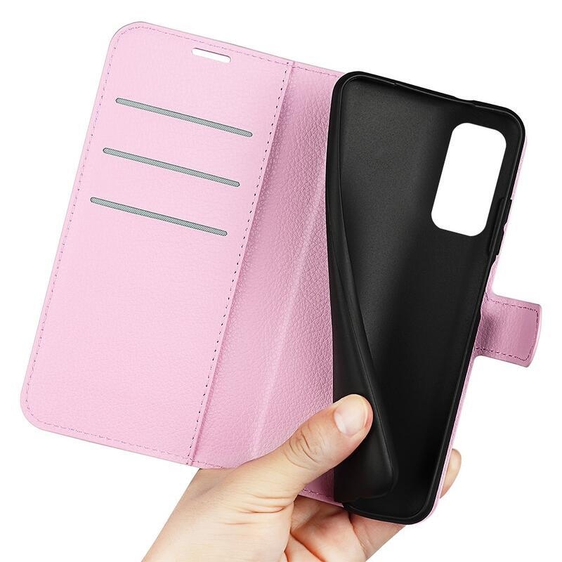 Litchi PU kožené peněženkové pouzdro na mobil Xiaomi Redmi Note 11 4G/Note 11S 4G - růžové
