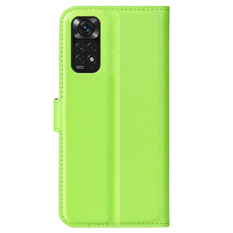 Litchi PU kožené peněženkové pouzdro na mobil Xiaomi Redmi Note 11 4G/Note 11S 4G - zelené