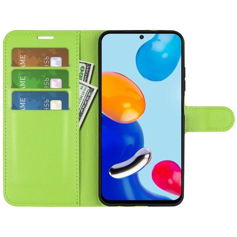 Litchi PU kožené peněženkové pouzdro na mobil Xiaomi Redmi Note 11 4G/Note 11S 4G - zelené