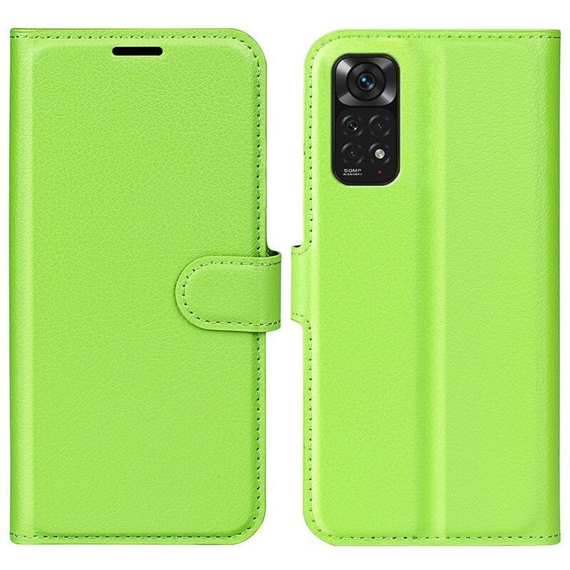 Litchi PU kožené peněženkové pouzdro na mobil Xiaomi Redmi Note 11 4G/Note 11S 4G - zelené