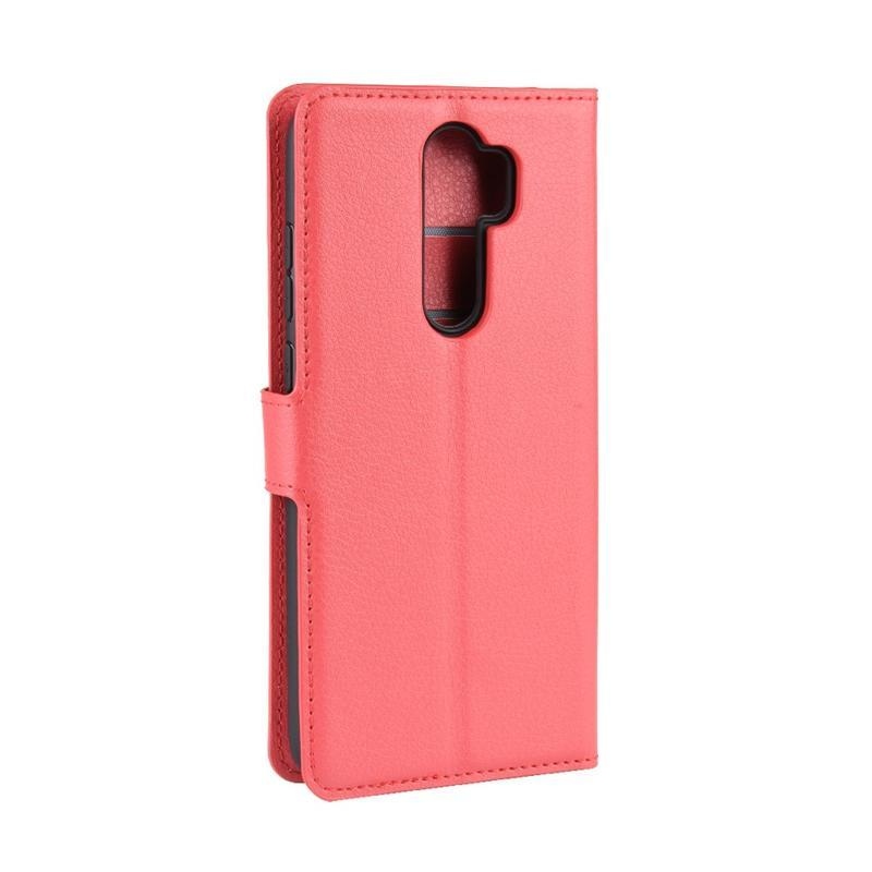Litchi PU kožené peněženkové pouzdro na mobil Xiaomi Redmi Note 8 Pro - červené