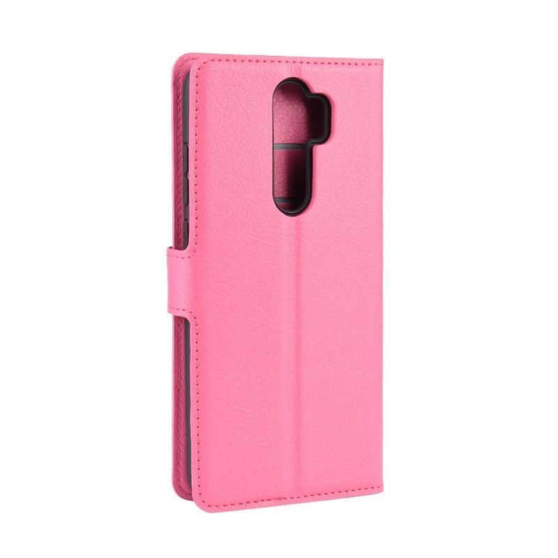 Litchi PU kožené peněženkové pouzdro na mobil Xiaomi Redmi Note 8 Pro - rose