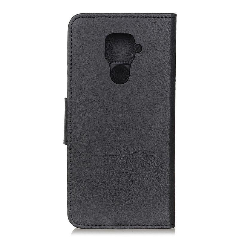 Litchi PU kožené peněženkové pouzdro na mobil Xiaomi Redmi Note 9 - černé