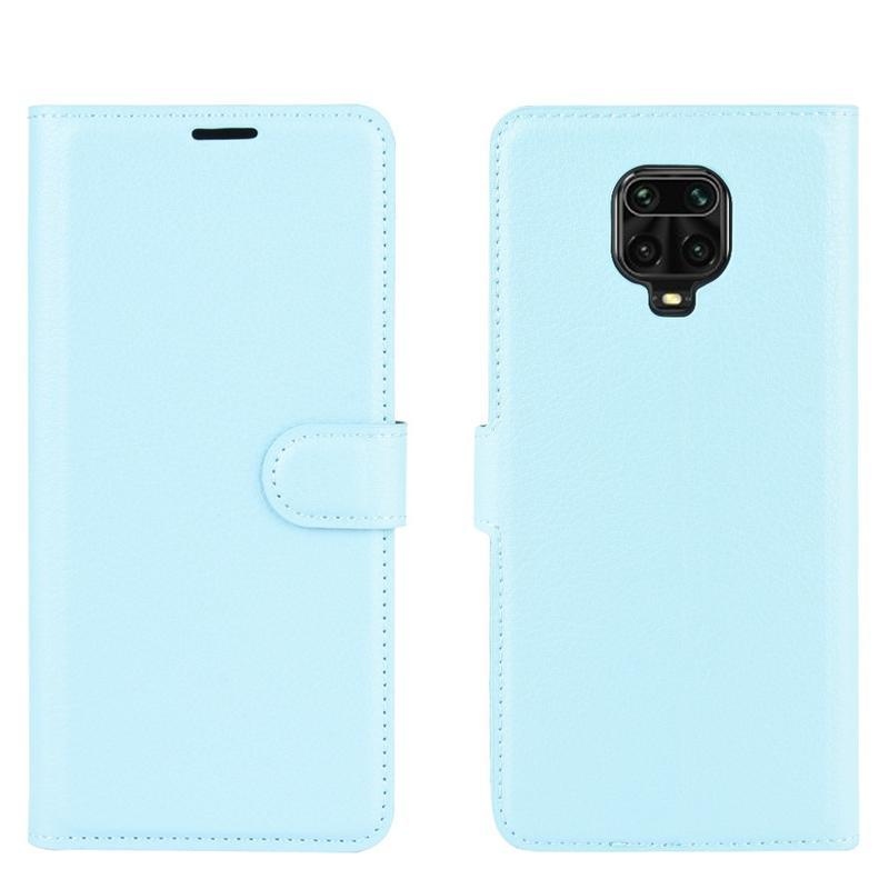 Litchi PU kožené peněženkové pouzdro na mobil Xiaomi Redmi Note 9 Pro/Note 9S - modré