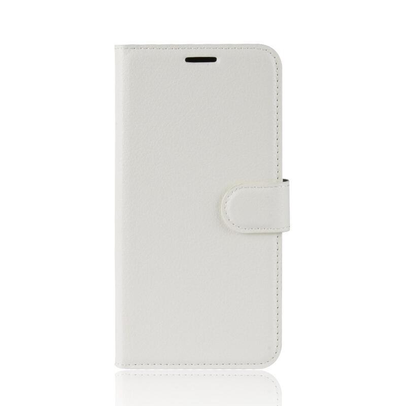 Litchi PU kožené peněženkové pouzdro na telefon Xiaomi Redmi 6A - bílé