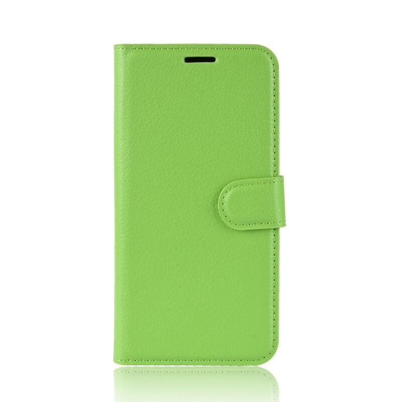 Litchi PU kožené peněženkové pouzdro na telefon Xiaomi Redmi 6A - zelené