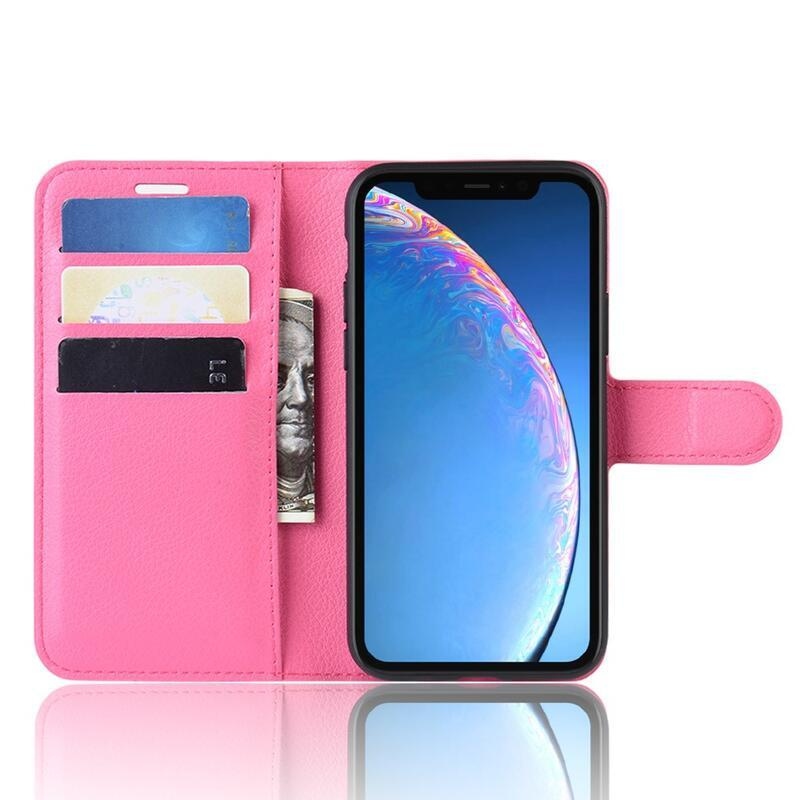 Litchi PU kožené peněženkové pouzdro pro mobil iPhone 11 6.1 - rose