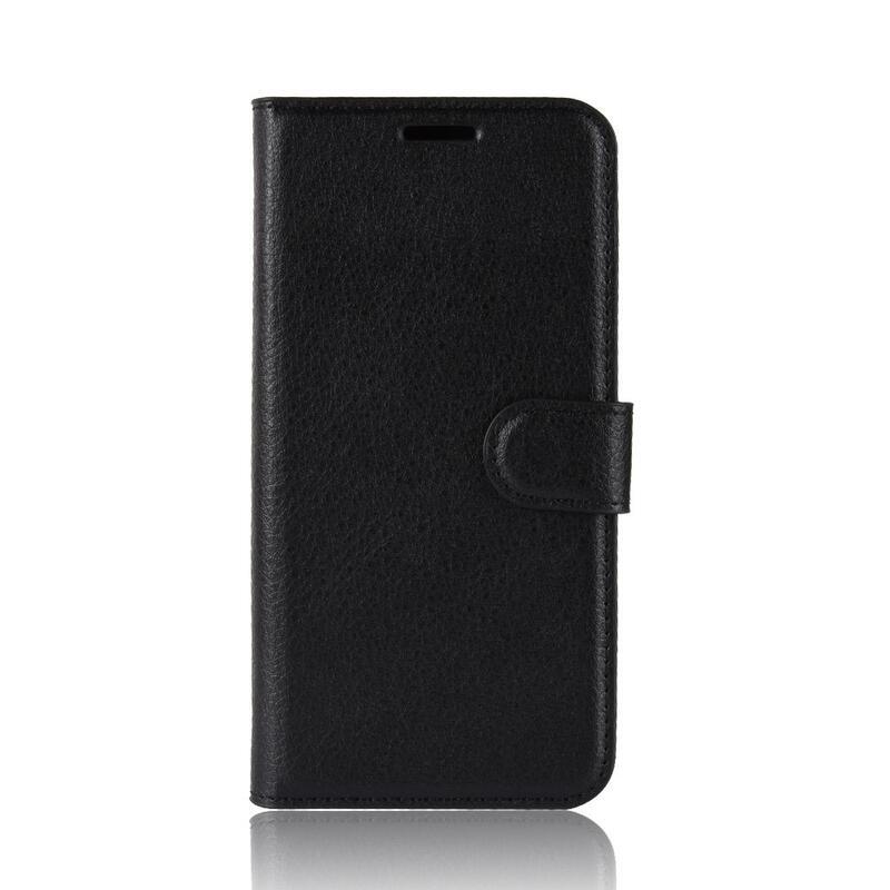 Litchi PU kožené peněženkové pouzdro pro mobil iPhone 11 Pro 5.8 - černé